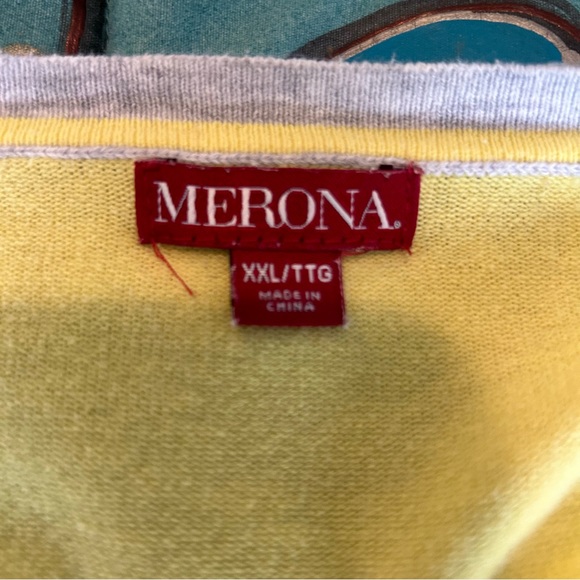 Lovely little yellow and grey button up sweater for spring time.  Size XXL - Picture 9 of 13